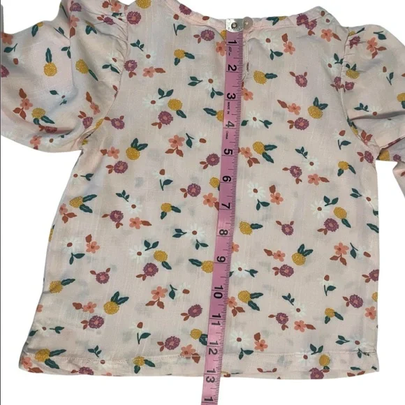 Cat & Jack Floral Top with A Rusty Brown Corduroy Suspender Skirt - Picture 7 of 13